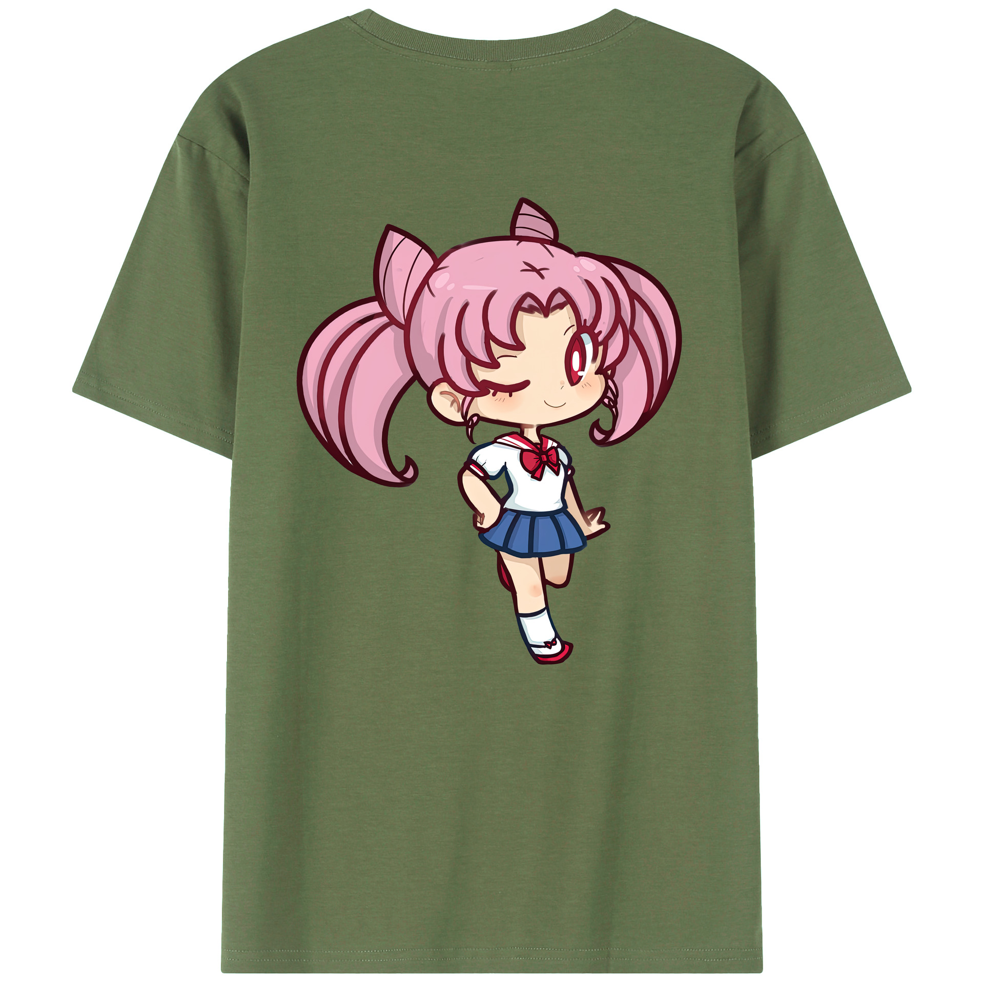 （画像用） 美少女戦士セーラームーン ちびうさ Sailor Moon Chibiusa Tsukino Usagi Small Lady Serenity 綿100％ メンズ半袖Tシャツ（バックプリント） 通気性